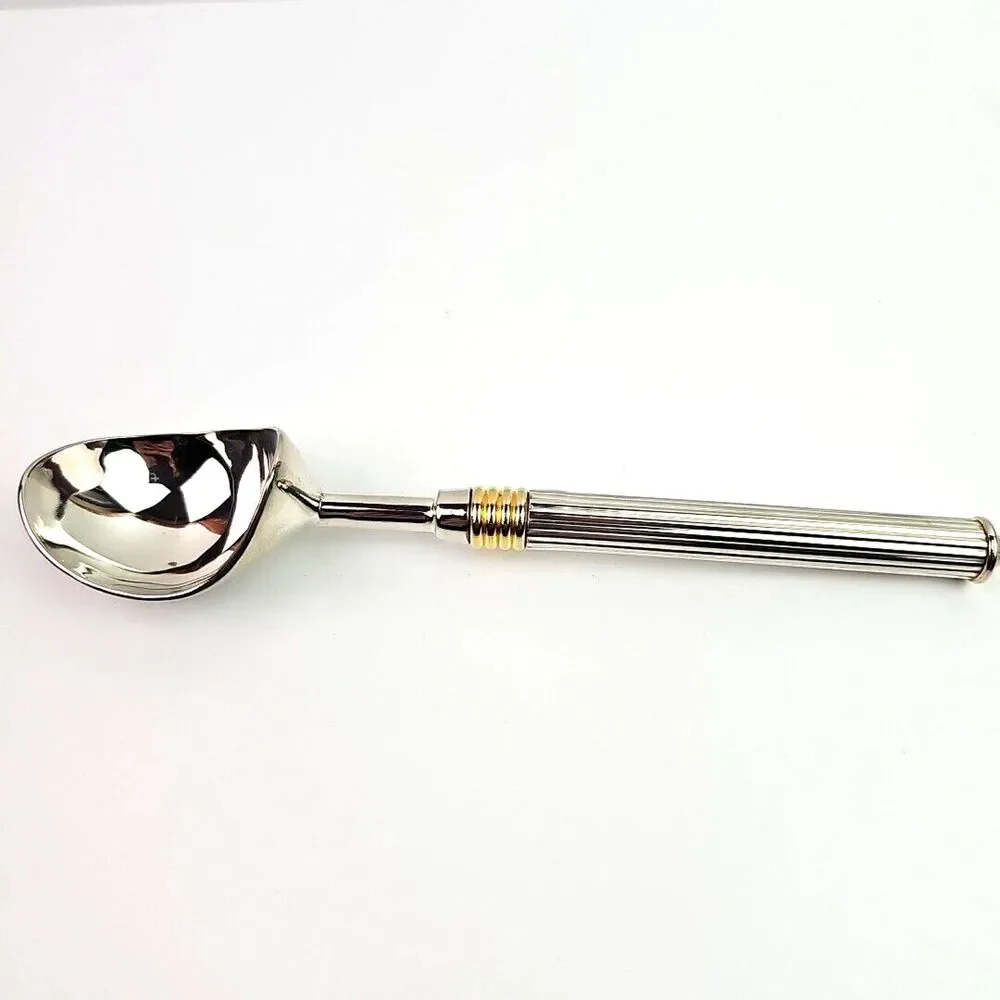 Vintage Ice Cream Scoop Silver Tone with Gold Tone Trim Retro 8 inch Classy